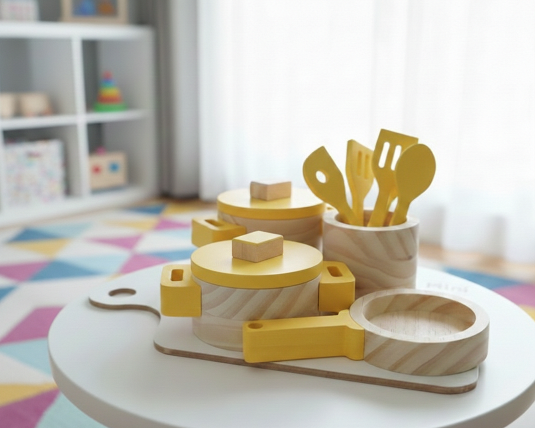 Jogo de Cozinha Infantil em Pinus – Coleção Montessori - Imagem 4