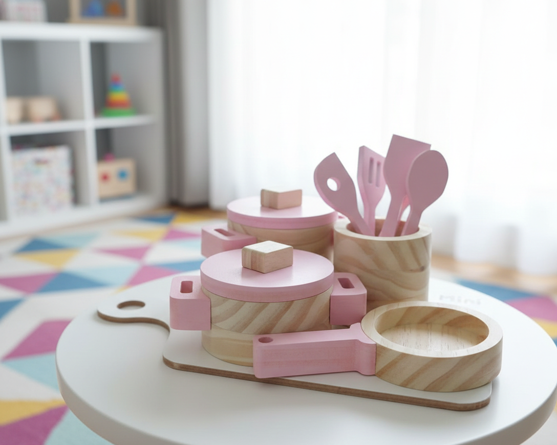Jogo de Cozinha Infantil em Pinus – Coleção Montessori - Imagem 2